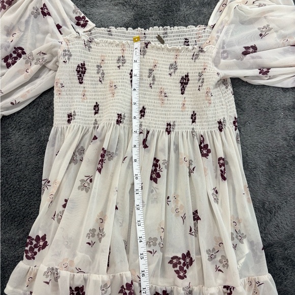 Free People Cream and Purple Smocked Blouse - Picture 5 of 6